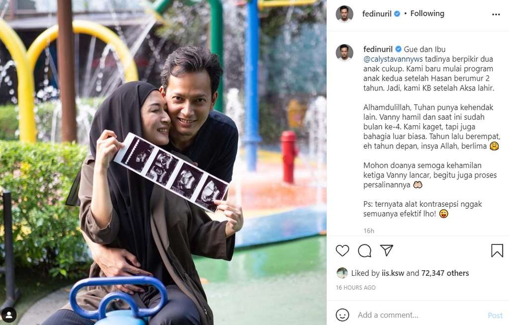 Fedi Nuril umumkan kabar kehamilan istrinya