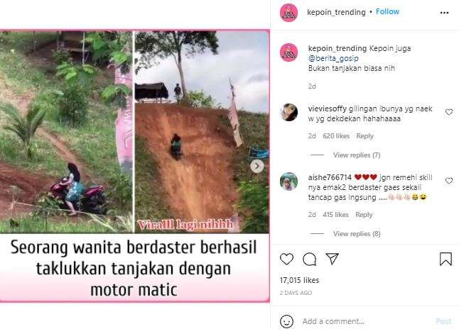 Ibu-ibu menaklukkan tanjakan.