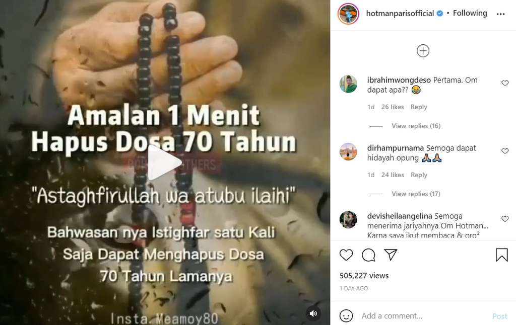 Unggahan Hotman Paris Hutapea