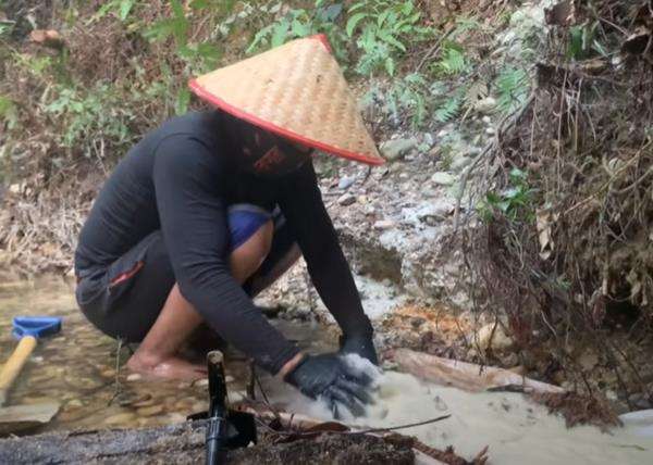 Viral, mendulang di pinggir sungai temukan emas banyak.