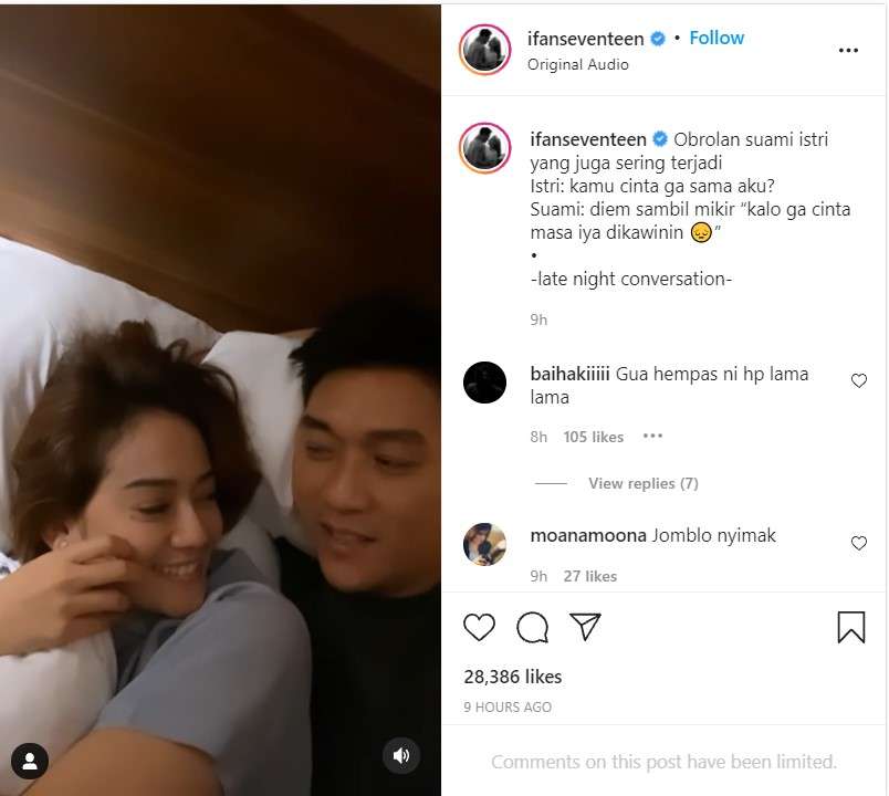 Unggahan Ifan Seventeen bersama istrinya