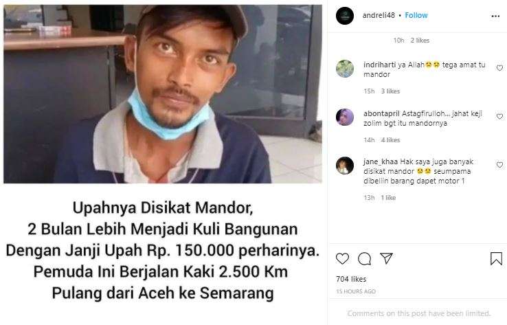 Upah kuli ini dibawa kabur oleh mandornya.