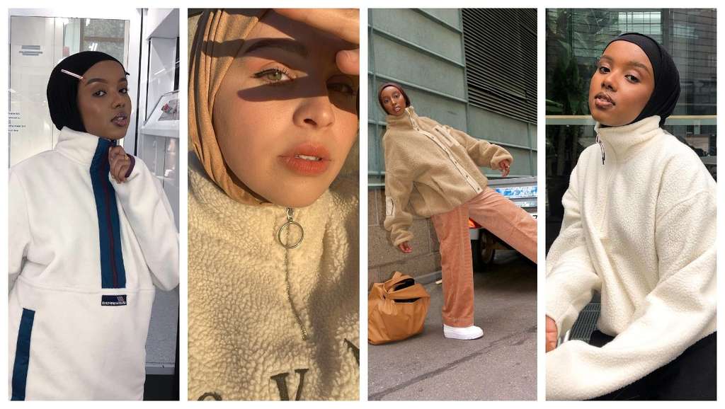 Fashion hijab with fleece jackets