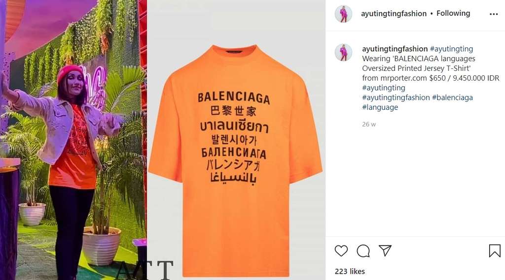 Kaus Balenciaga Ayu Ting Ting
