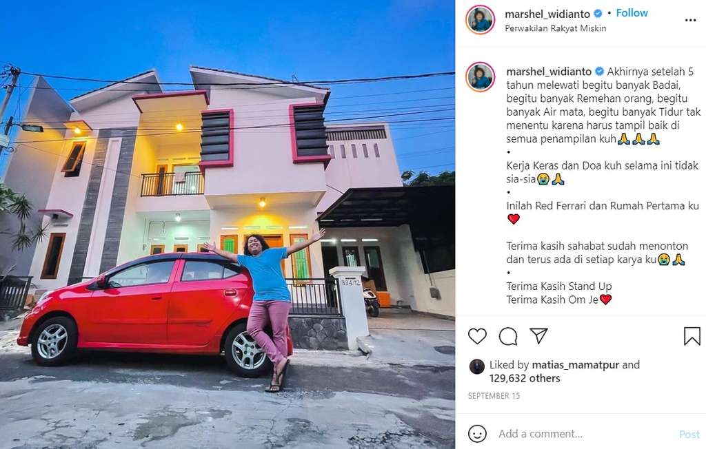 Rumah dan mobil Marshel Widianto