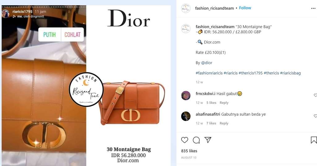 Tas Dior Ria Ricis