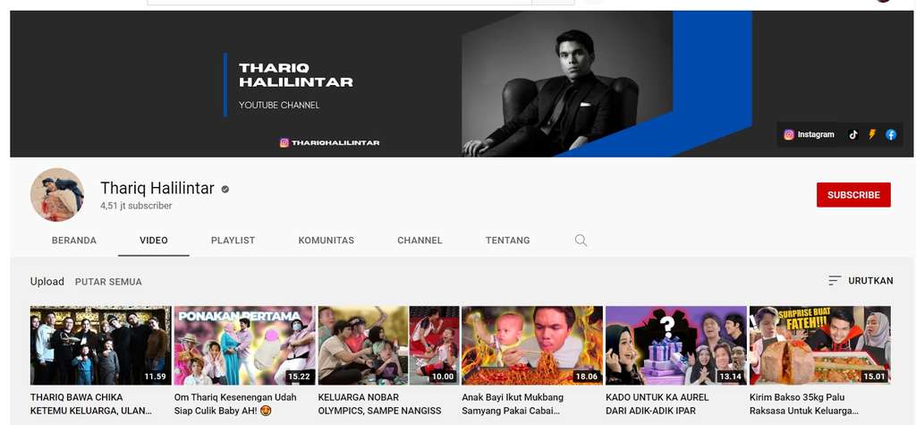 Penghasilan Thariq Halilintar adik Atta Halilintar