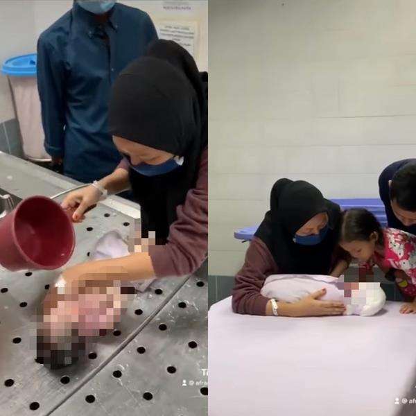 Muniey mandikan anaknya untuk pertama kali dan terakhir.
