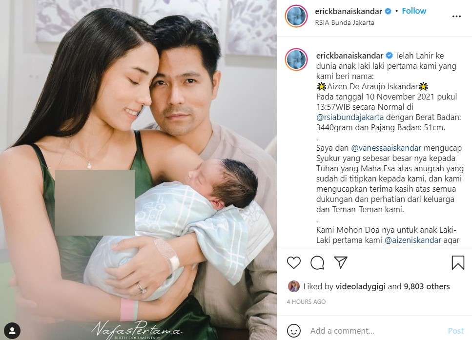 Kelahiran anak pertama Erick dan Vanessa Kelahiran anak pertama Erick dan Vanessa