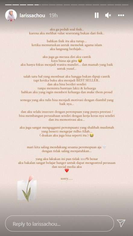 Tanggapan Larissa soal fisiknya dibandingkan