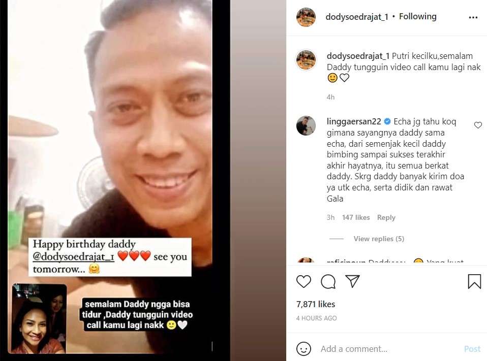 Unggahan Dody ayah Vanessa Angel