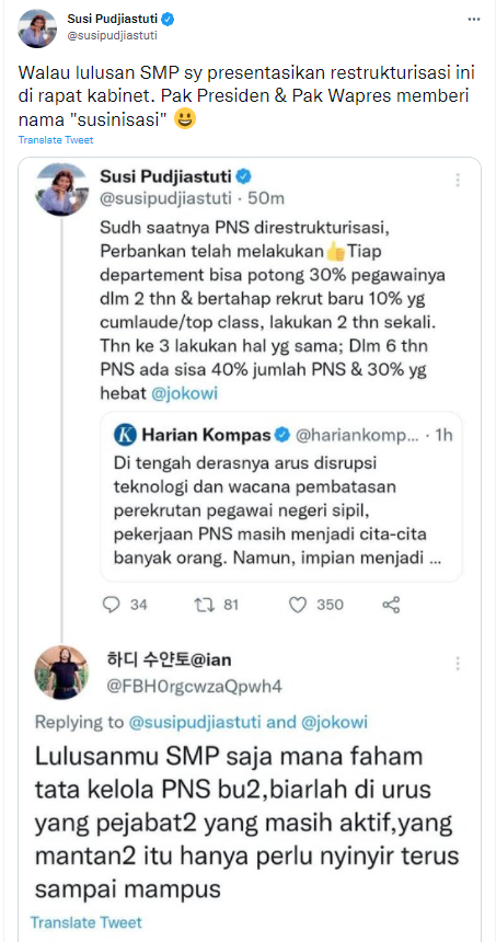 Tangkapan layar Twitter @susipudjiastuti