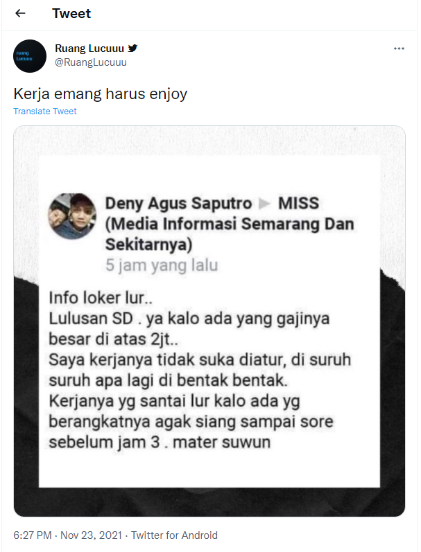 Tangkapan layar Twitter @RuangLucuuu