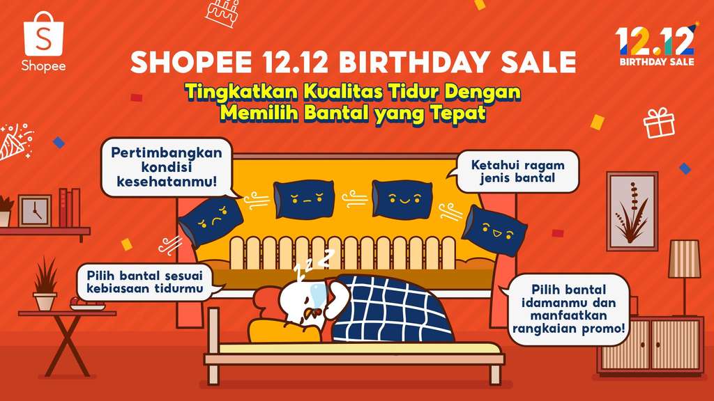 Jaga Kualitas Tidur, Banyak Pilihan Bantal Ideal di Shopee 12.12 Birthday Sale