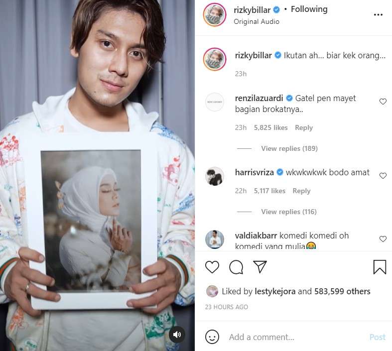 Rizky Billar ikutan tren Ring Light