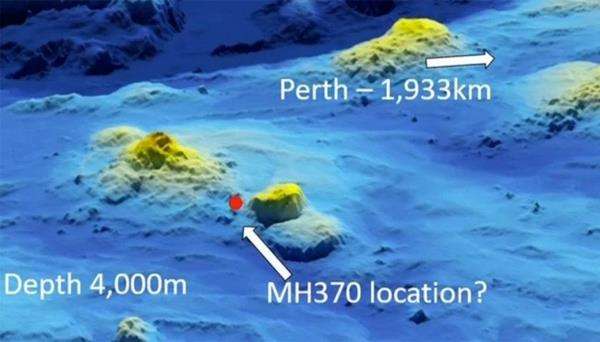 Lokasi yang diduga tempat pesawat MH370 jatuh di Samudra Hindia.
