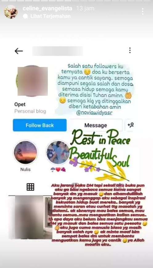 Unggahan Celine tentang NW