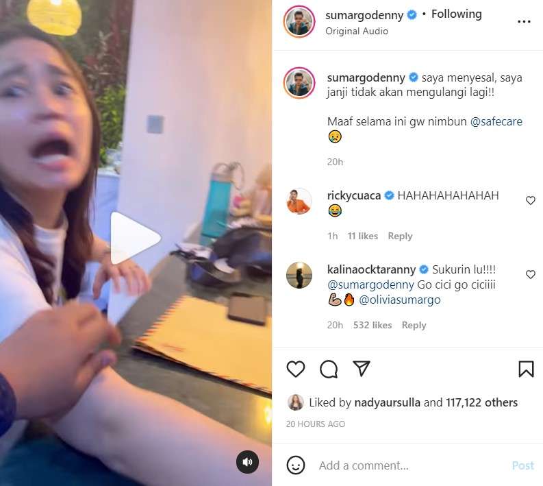 Wajah Olivia istri Denny Sumargo panik