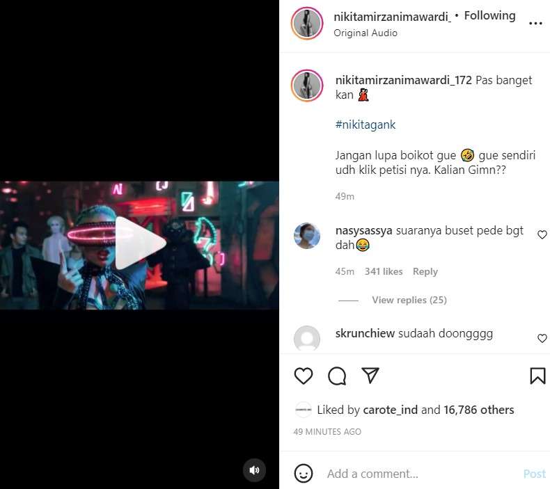 komentar Nikita Mirzani diboikot