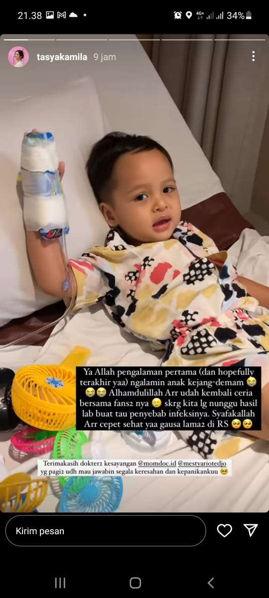 Putra Tasya Kamila dilarikan ke rumah sakit