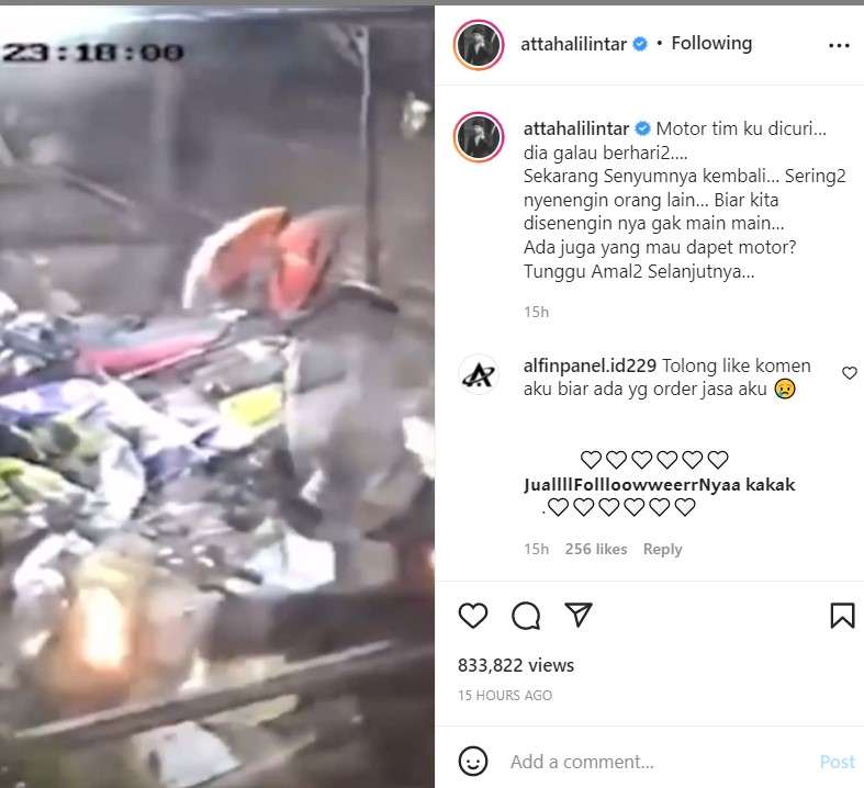 pencuri motor karyawan Atta Halilintar