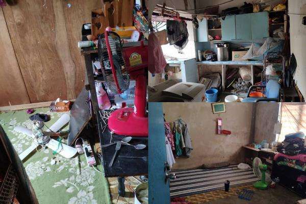 Foto-foto kondisi rumah yang disewa berantakan dan rusak.