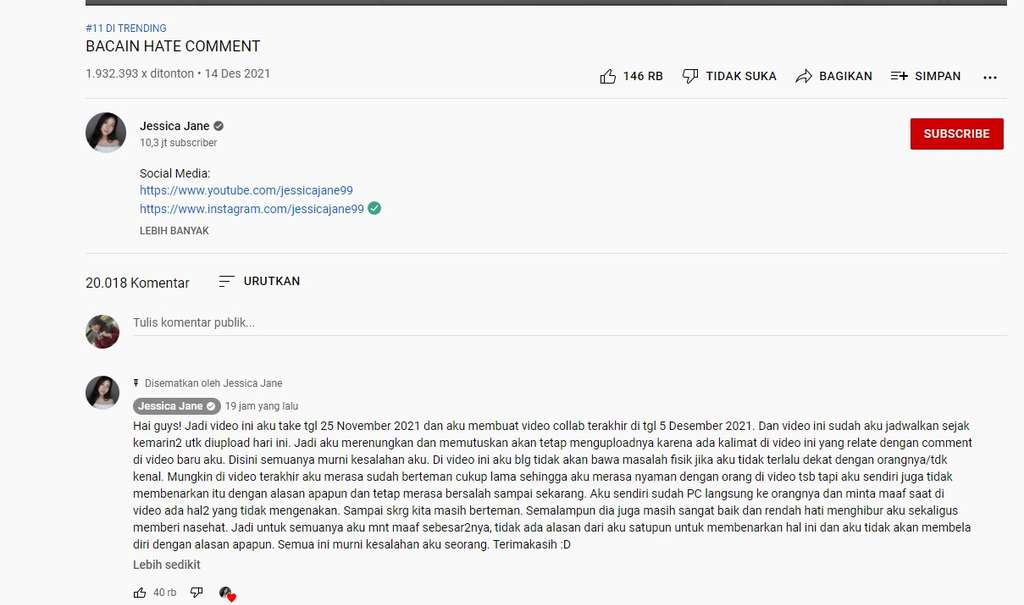 Permohonan maaf Jessica Jane ke Jerome Polin Permohonan maaf Jessica Jane ke Jerome Polin