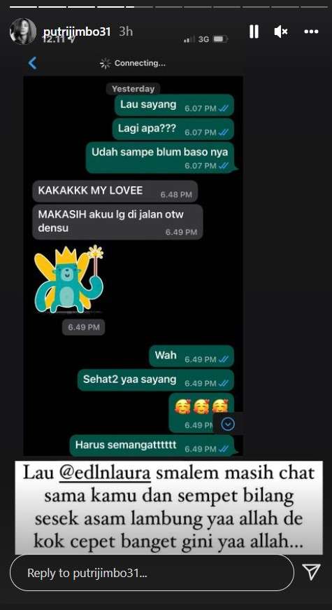 Chat Laura ngeluh sesak napas