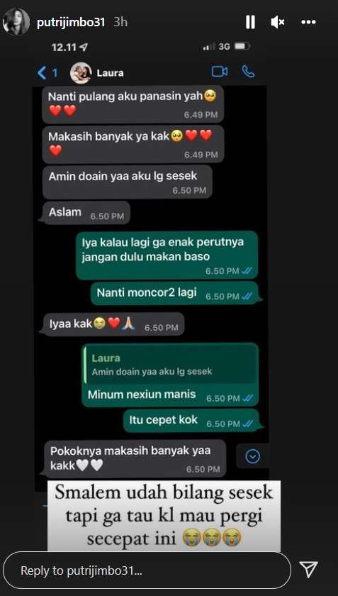Chat Laura ngeluh sesak napas