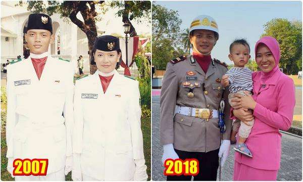 Foto Reynaldi dan istrinya saat jadi Paskibraka dan Polisi.