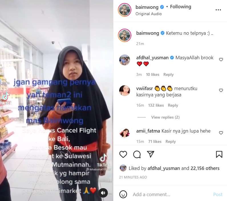 Korban penipuan atas nama Baim Wong