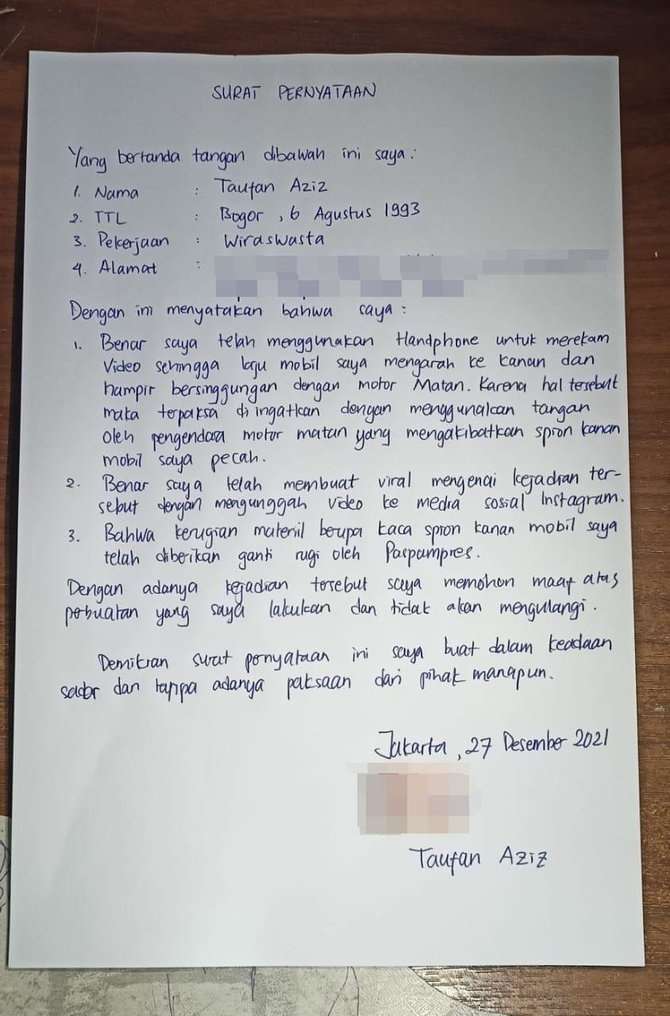 Surat pemilik mobil