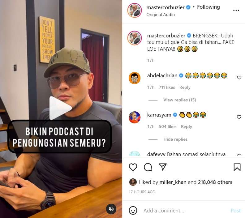 Unggahan Deddy Corbuzier