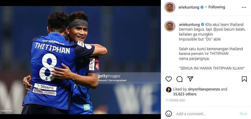 komentar Arie Untung atas kekalahan Timnas Indonesia