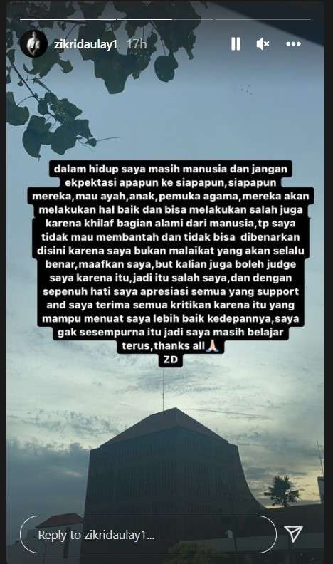 Permohonan maaf Zikri Daulay soal video mesra