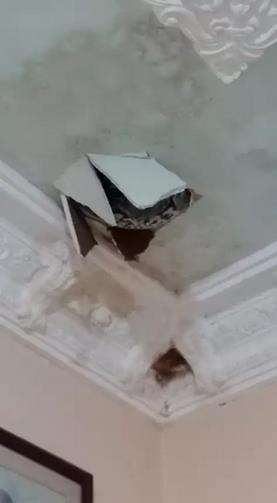 Penangkapan ular piton raksasa di rumah warga, berawal dari plafon yang retak.