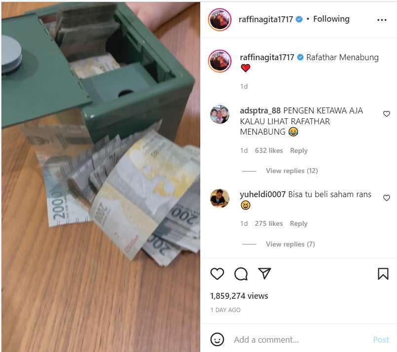 Uang tabungan Rafathar Uang tabungan Rafathar