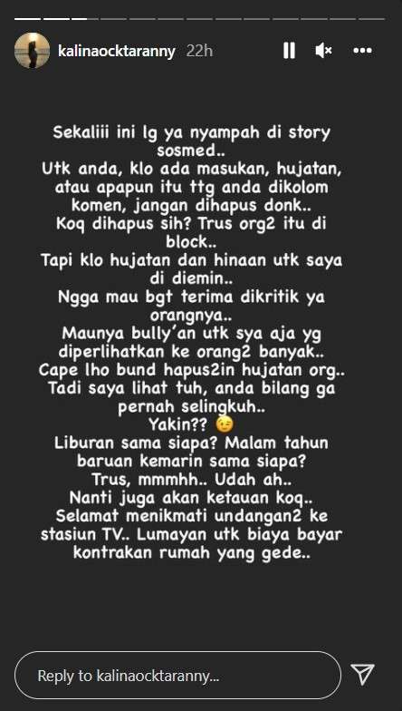 Curhatan panjang Kalina