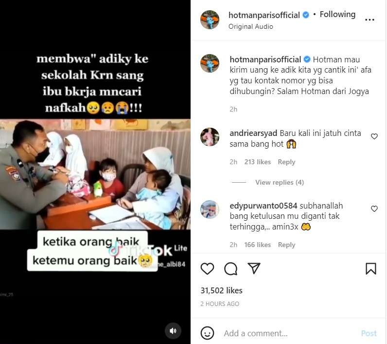 Unggahan Hotman Paris Hutapea