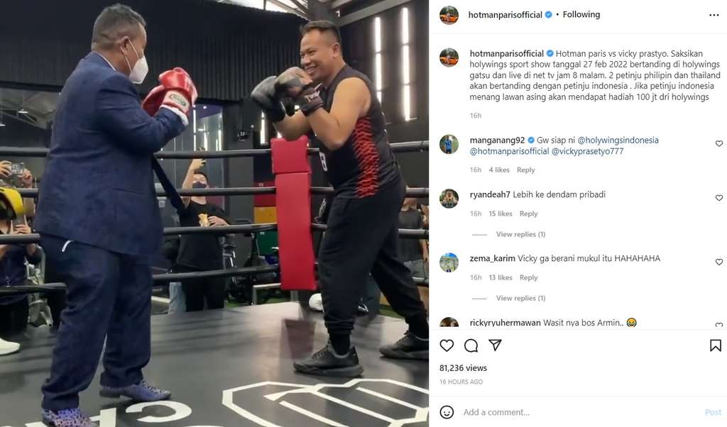 Pertandingan Hotman dan Vicky Prasetyo