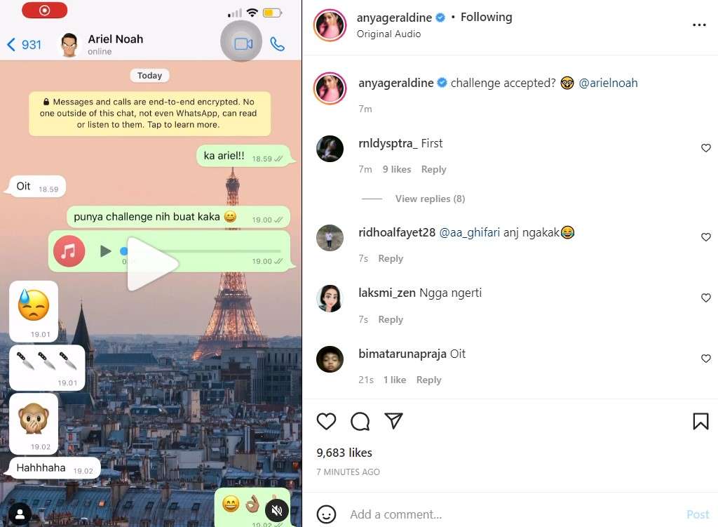 Chat Anya ke Ariel Noah