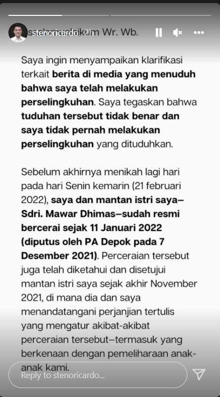 Klarifikasi Steno mantan suami Mawar AFI Klarifikasi Steno mantan suami Mawar AFI