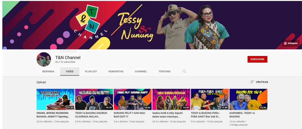 Konten YouTube Tessy Bareng Nunung