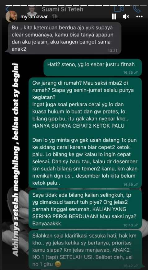 Chat Steno dan balasan Mawar AFI