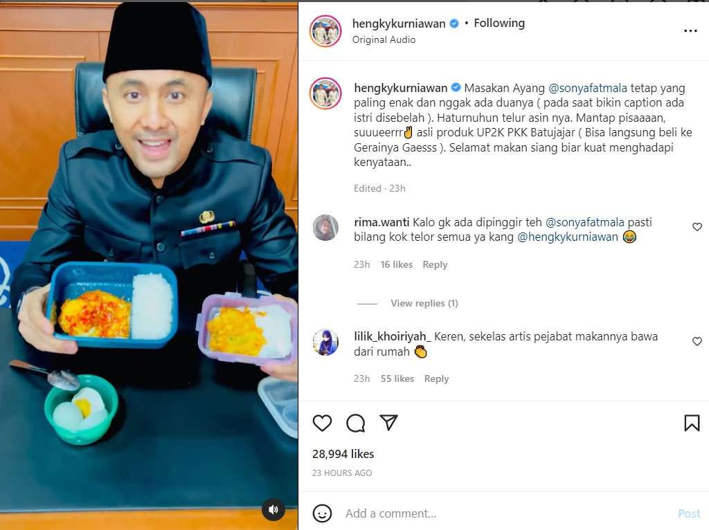 Hengky Kurniawan bawa bekal ke kantor