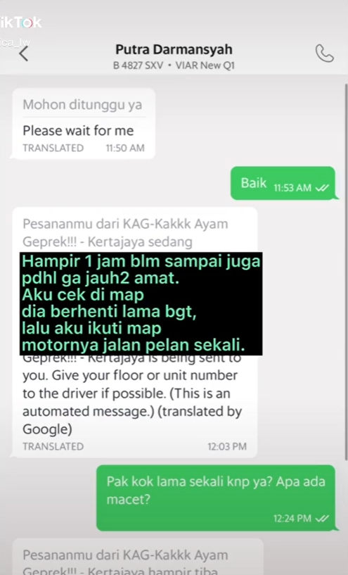 Pelanggan Kesal Ojol Antar Makanan Sampai 1 Jam Pelanggan Kesal Ojol Antar Makanan Sampai 1 Jam