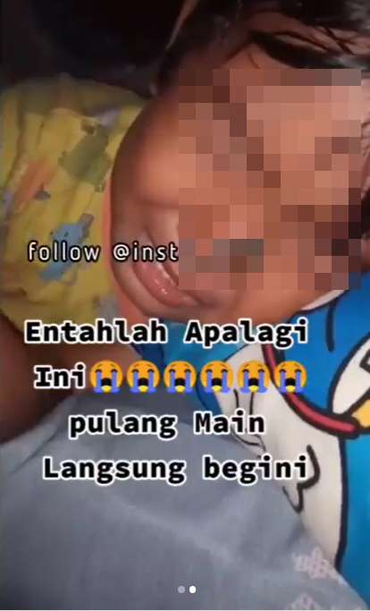 Bocah nangis bertanya bapaknya