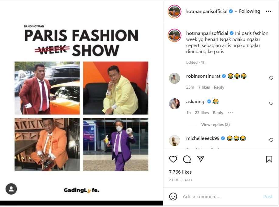 Unggahan Hotman Paris Hutapea