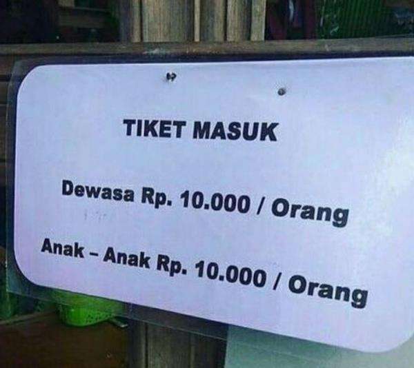 Daftar harga berikut bikin pembeli berpikir keras sambil ngakak.