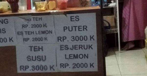 Daftar harga berikut bikin pembeli berpikir keras sambil ngakak.